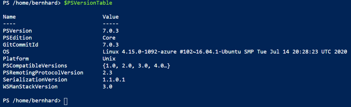 PowerShell Version output