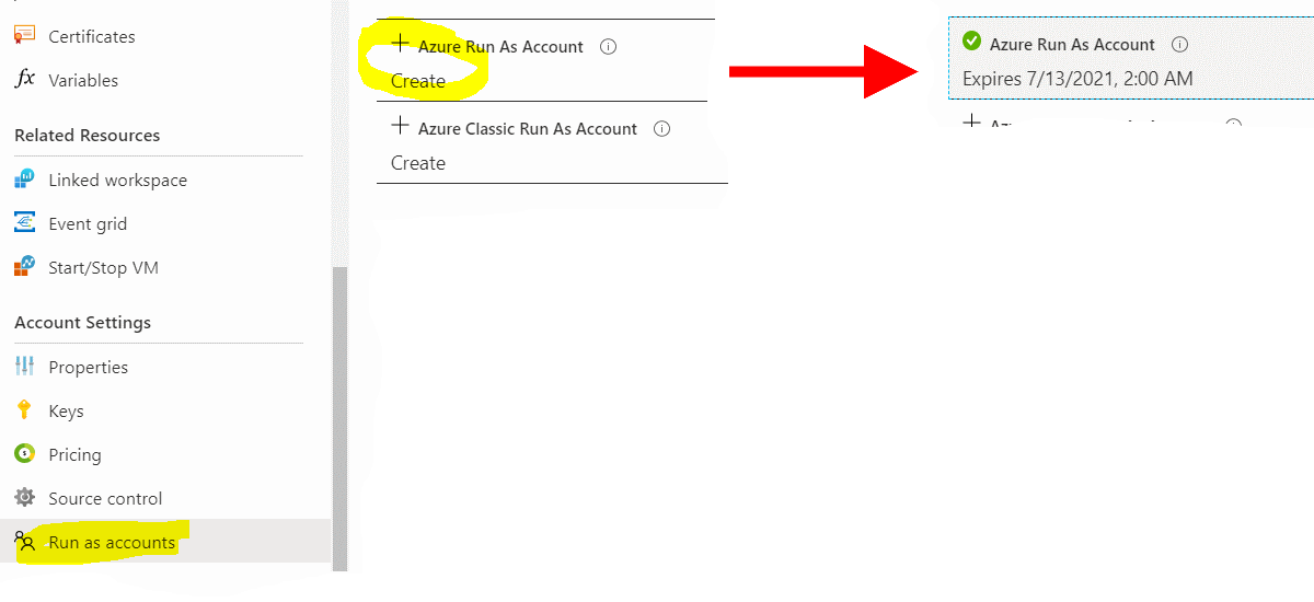 Create AA Run as account