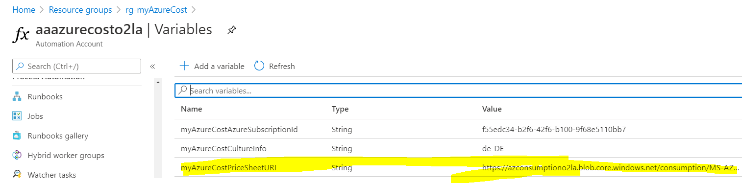 pricelist URI in AA variables