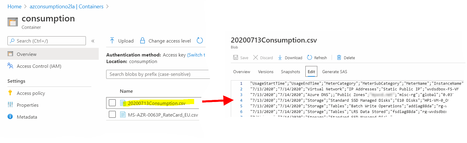 Usage aggregates of previous day in sa