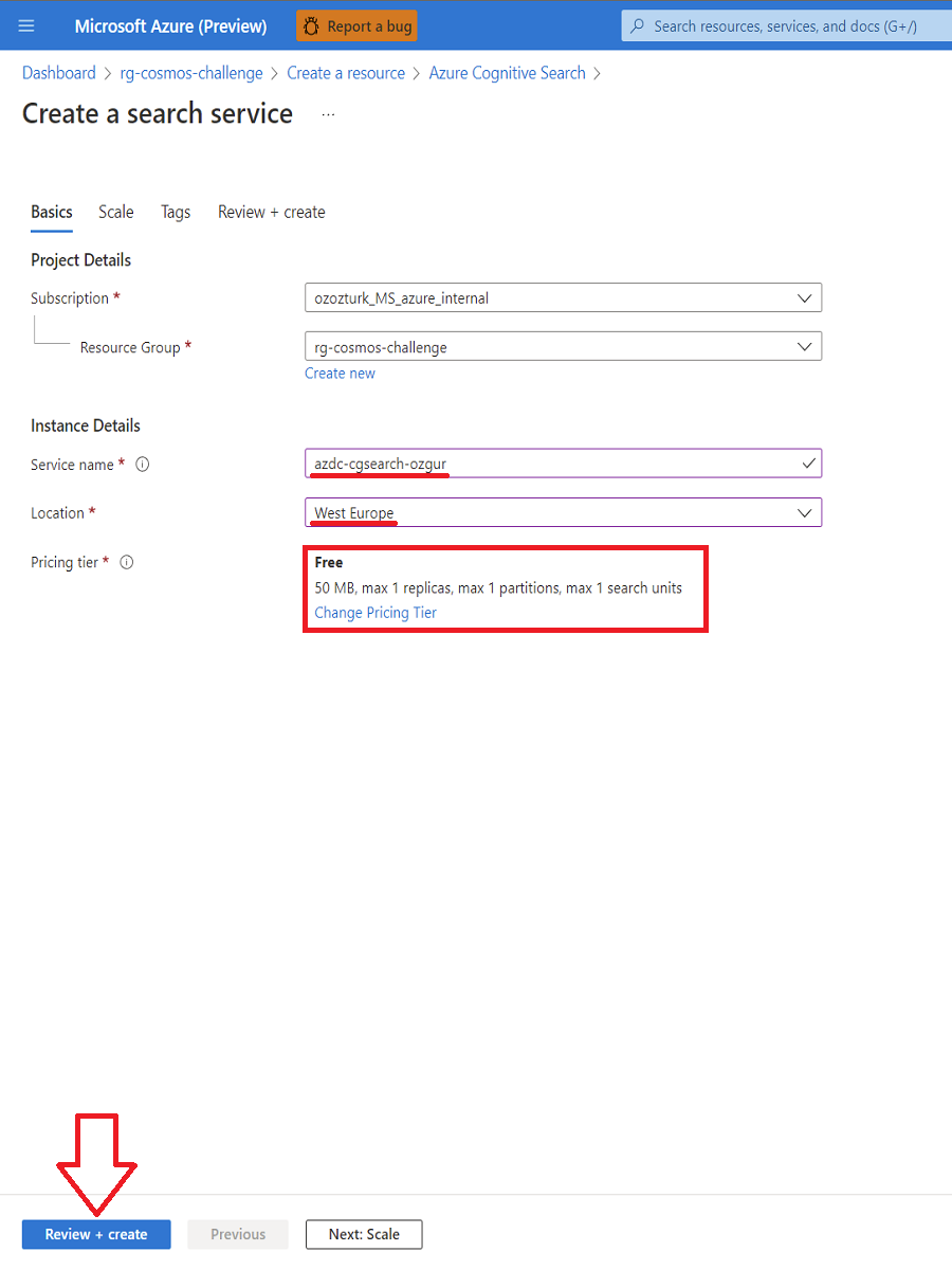 Create Azure Search 4