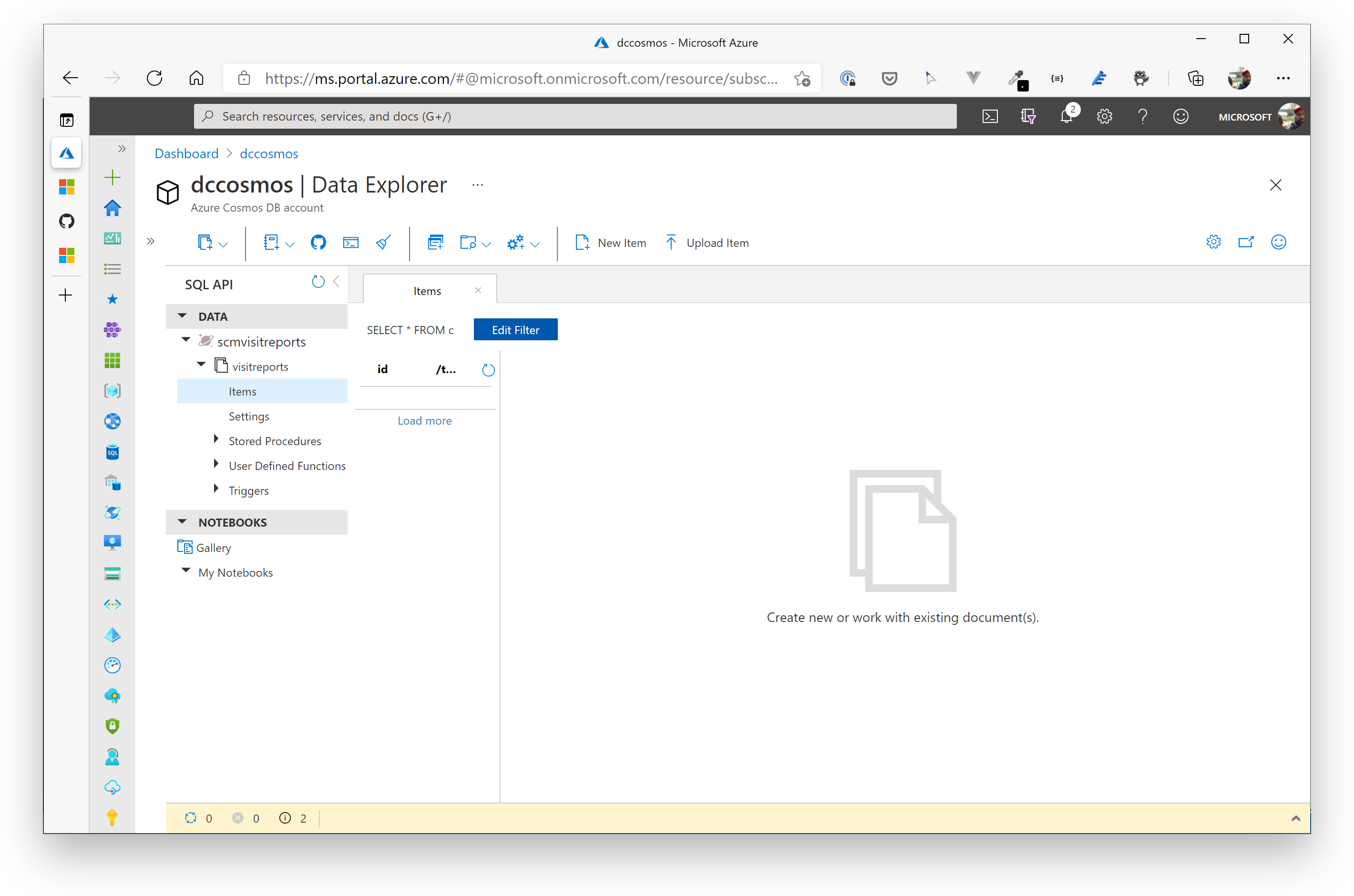 Azure CosmosDB Data Explorer