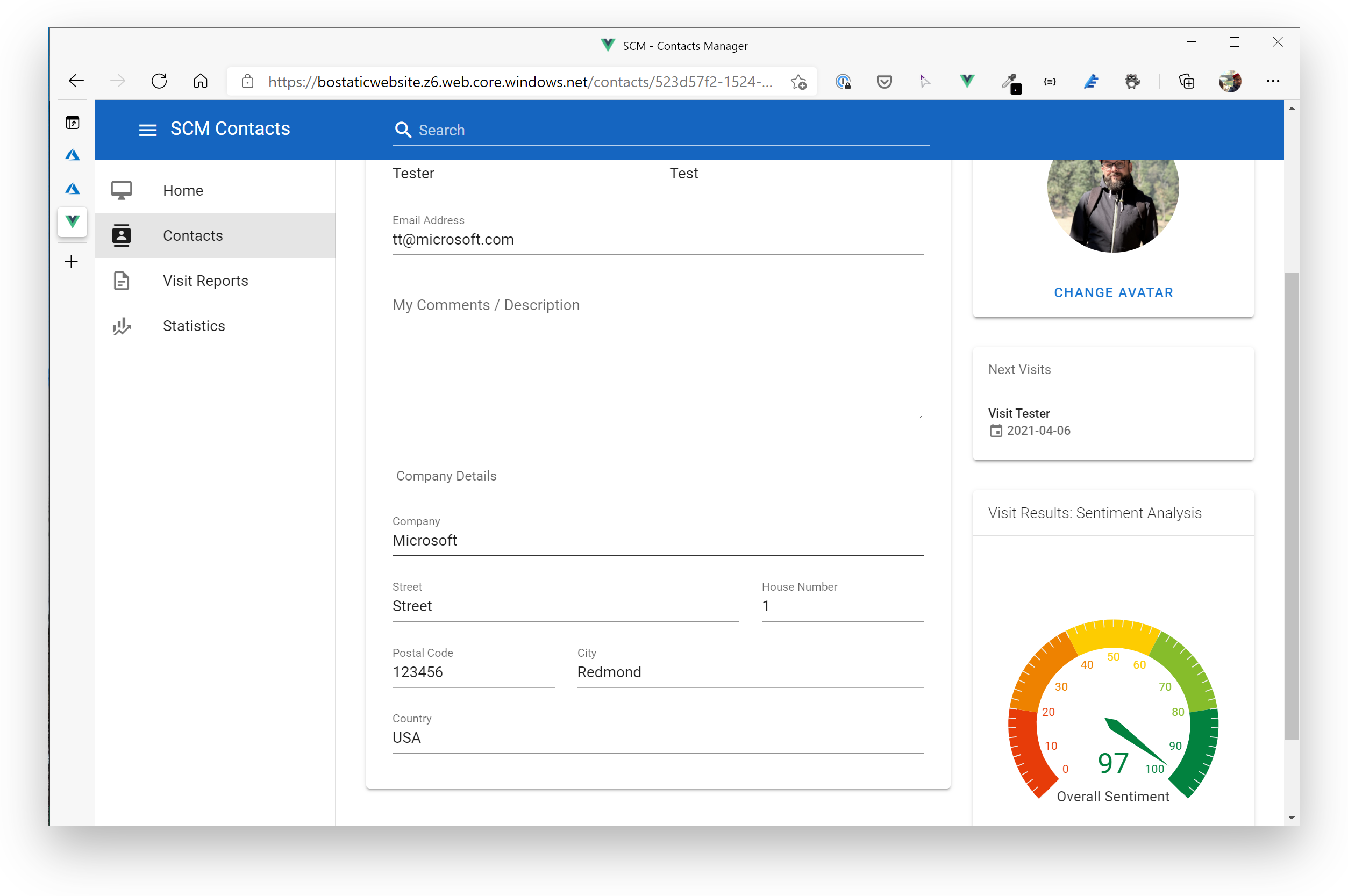 Contact Detail - Sentiment Analysis