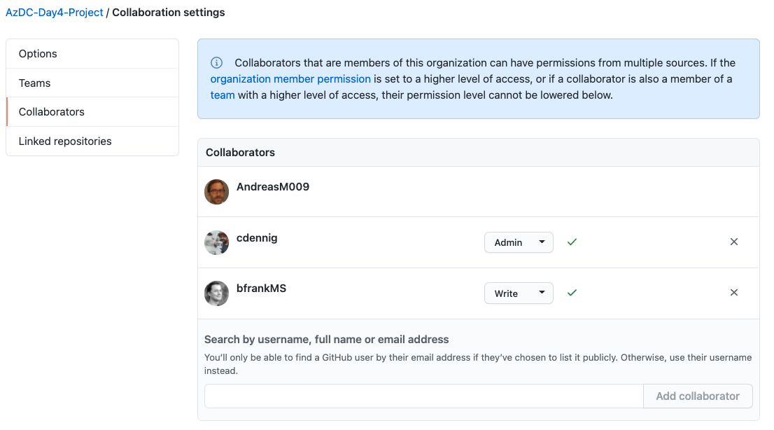 GitHub board collaborators