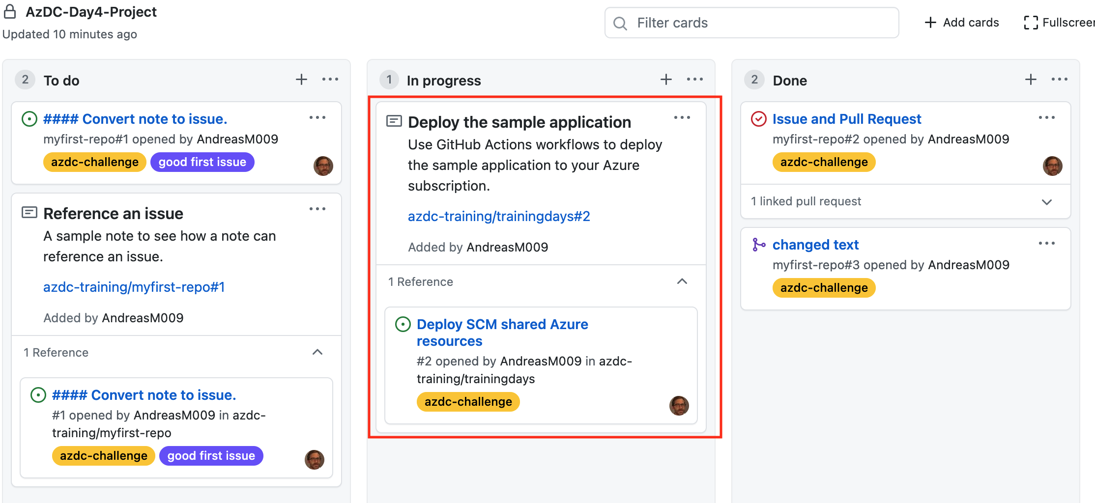 GitHub board overview 05