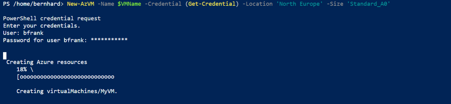 progress in azure cloud shell