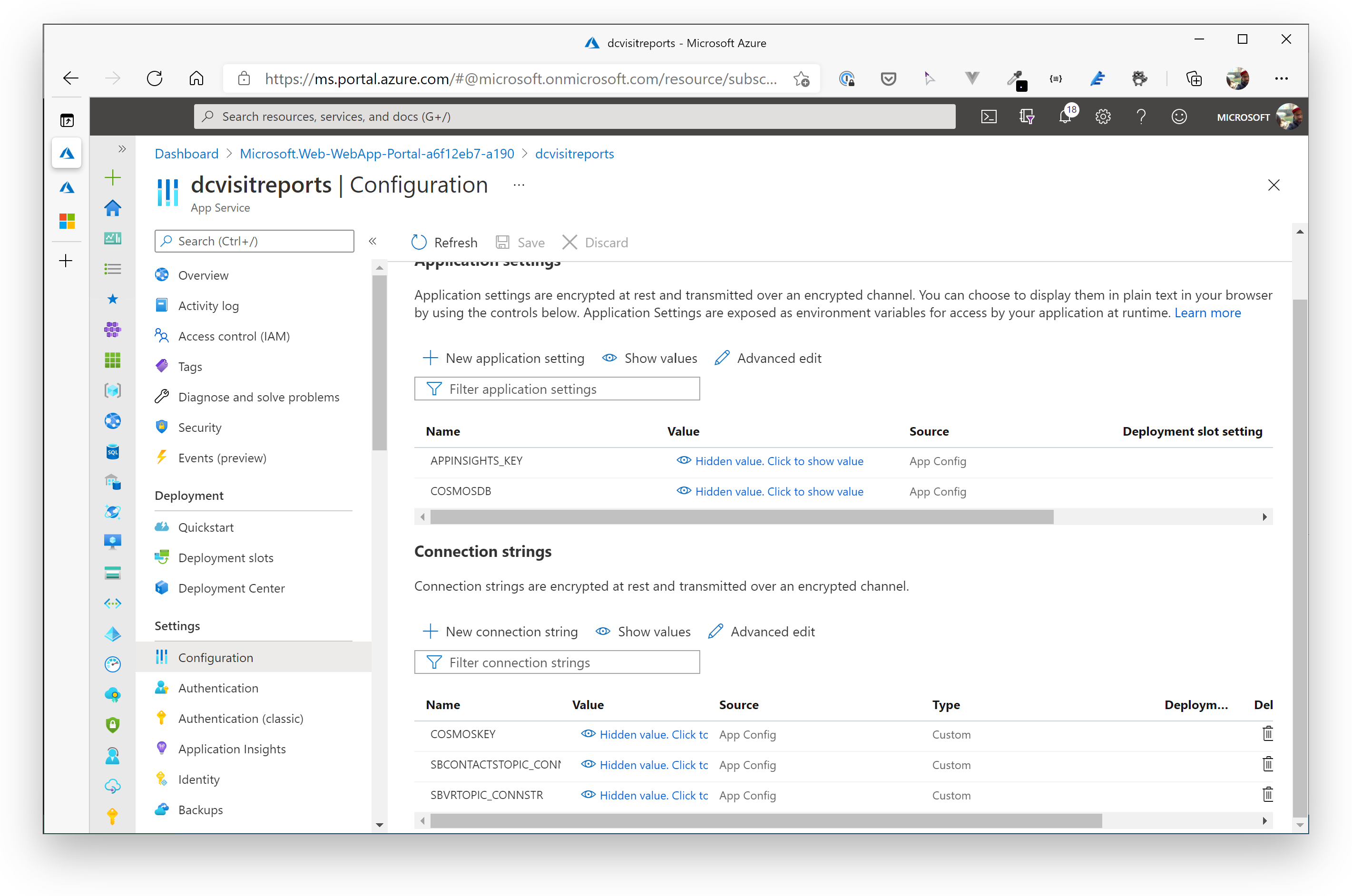 Visit Reports API Configuration Settings