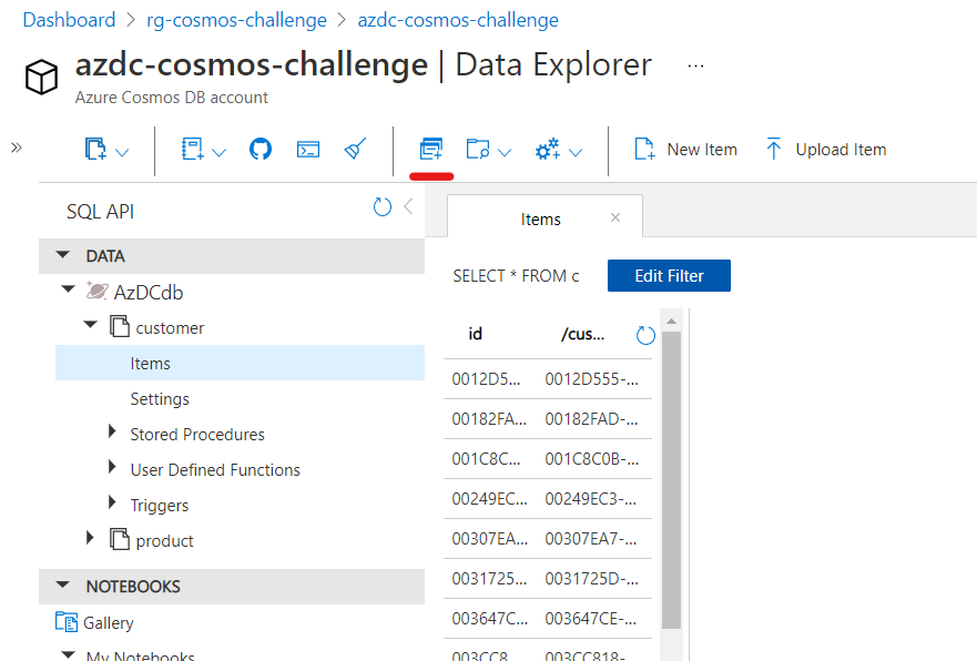 Create new SQL query in Data Explorer