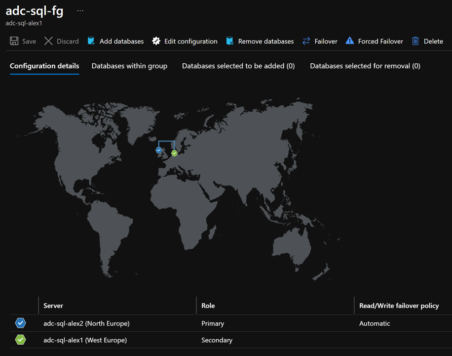 Failover Group in the Azure portal