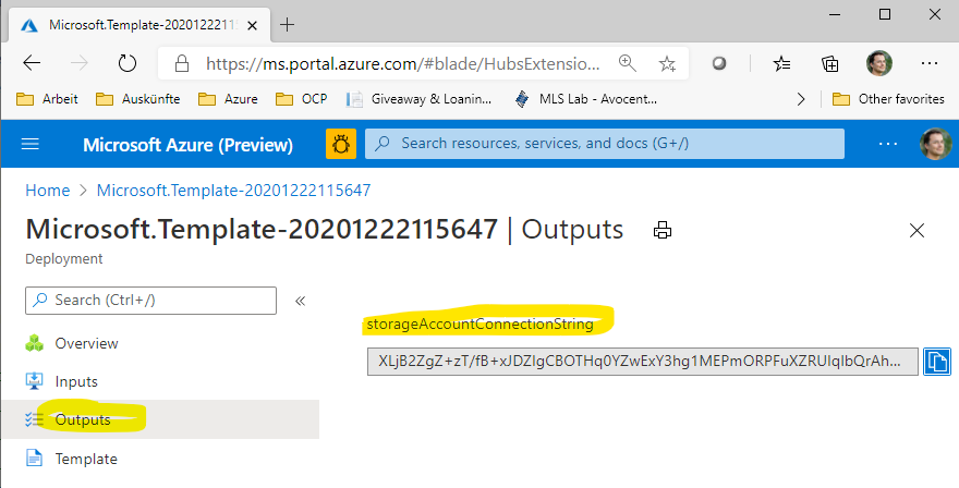 Template Deployment Output