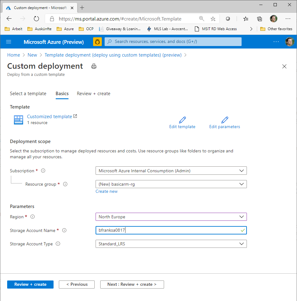 Template Deployment Parameters