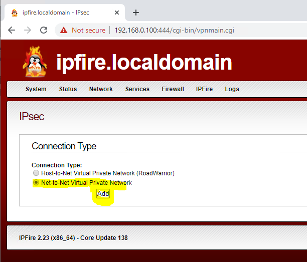 IPFire: add Net-to-Net connection