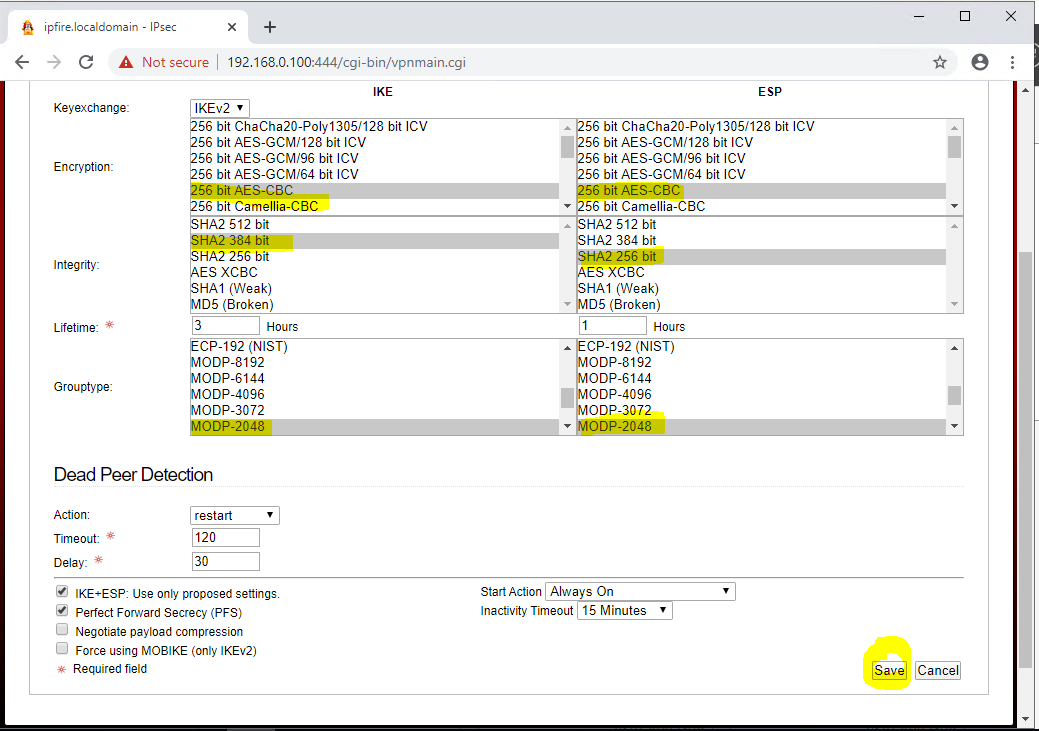 VPN more secure cipher